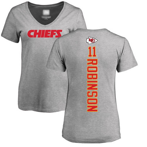 Women Football Kansas City Chiefs #11 Robinson Demarcus Ash Backer V-Neck T-Shirt->nfl t-shirts->Sports Accessory